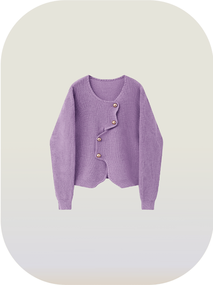 Irregular Button Sweater - LOVE POMME POMME