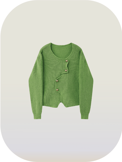 Irregular Button Sweater - LOVE POMME POMME