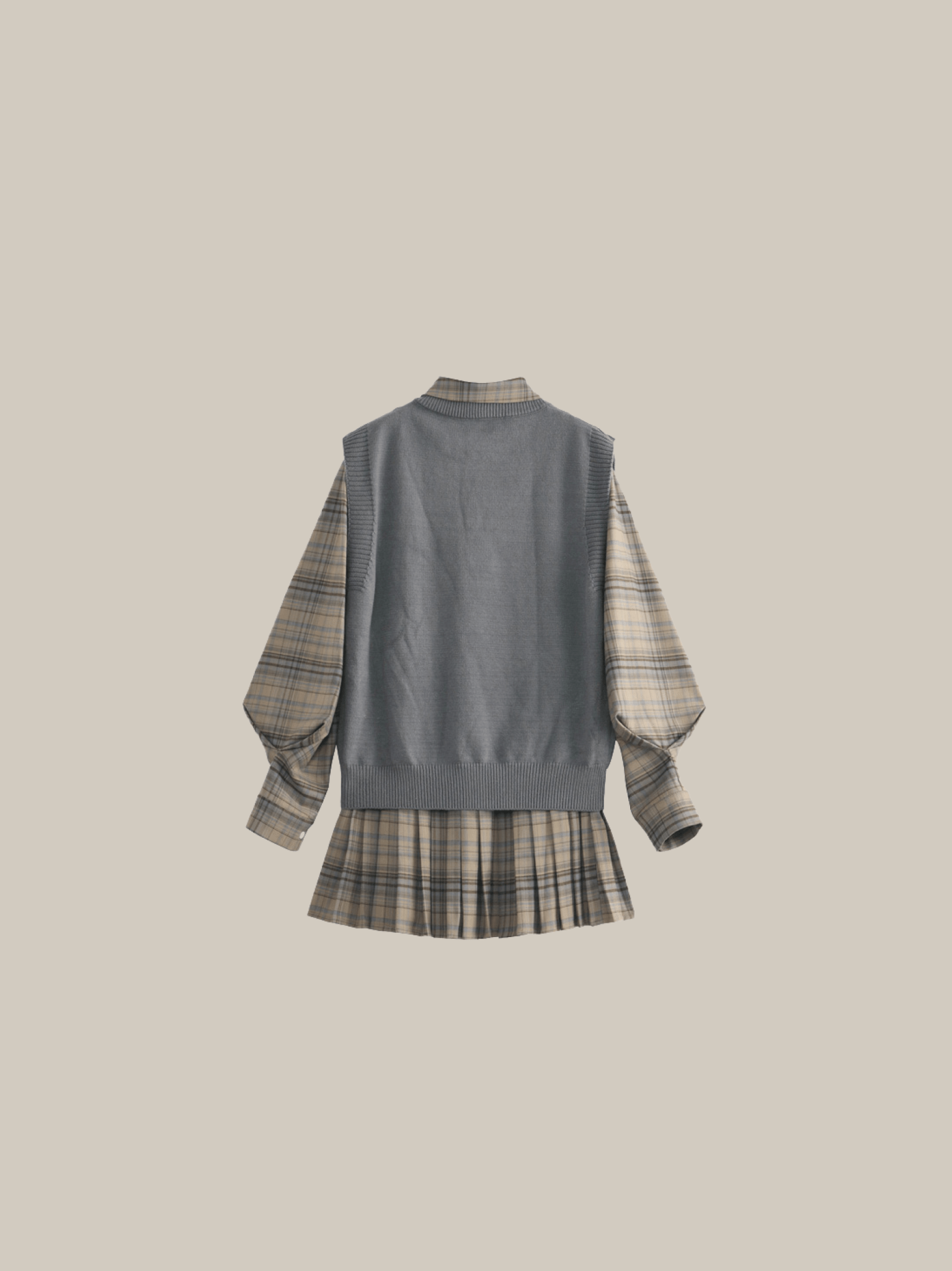 Knit Vest Check One Piece - LOVE POMME POMME