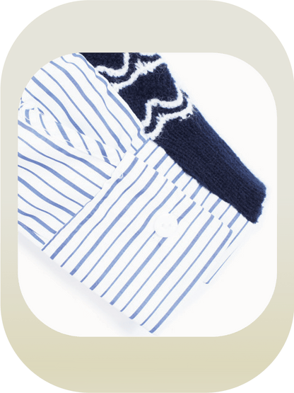 Knitted Patch Stripe Top - LOVE POMME POMME