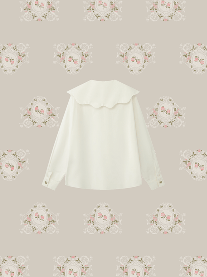 Lace Collar Loose Shirt - LOVE POMME POMME