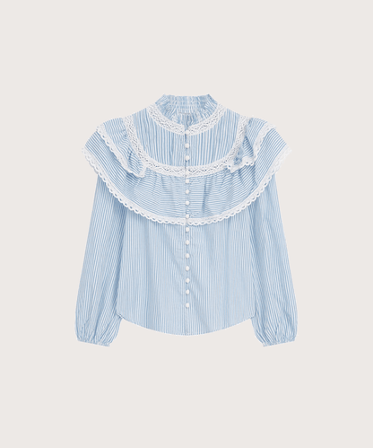 Lace Frilled Collar Blouse - LOVE POMME POMME