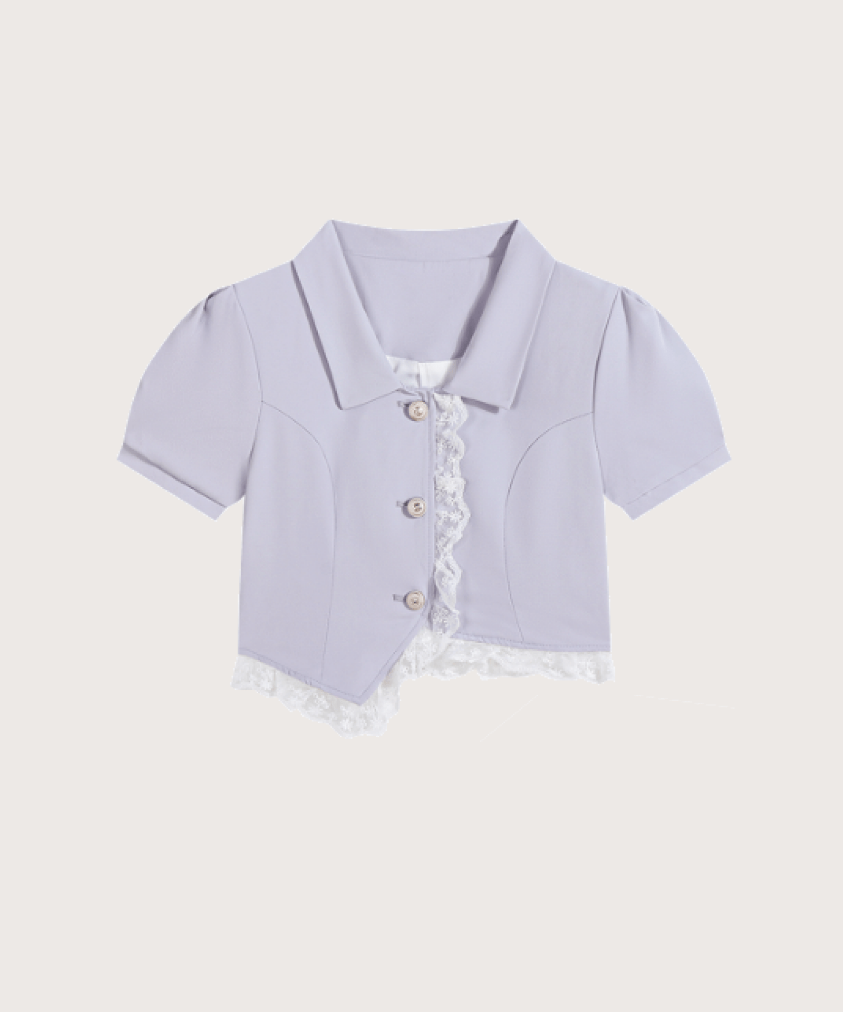 Lace Puff Sleeve Shirt Cake Pleated Skirt Set-Upレースパフスリーブシャツケーキプリーツスカートセットアップ - LOVE POMME POMME
