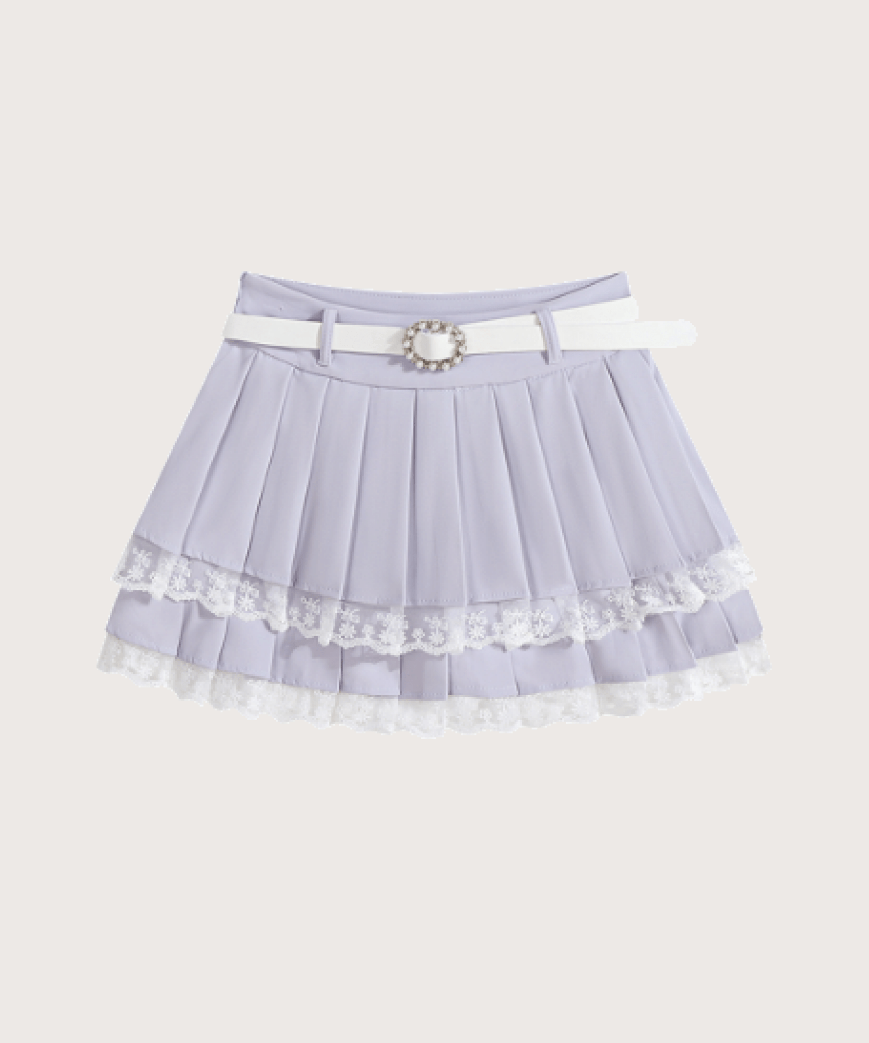 Lace Puff Sleeve Shirt Cake Pleated Skirt Set-Upレースパフスリーブシャツケーキプリーツスカートセットアップ - LOVE POMME POMME