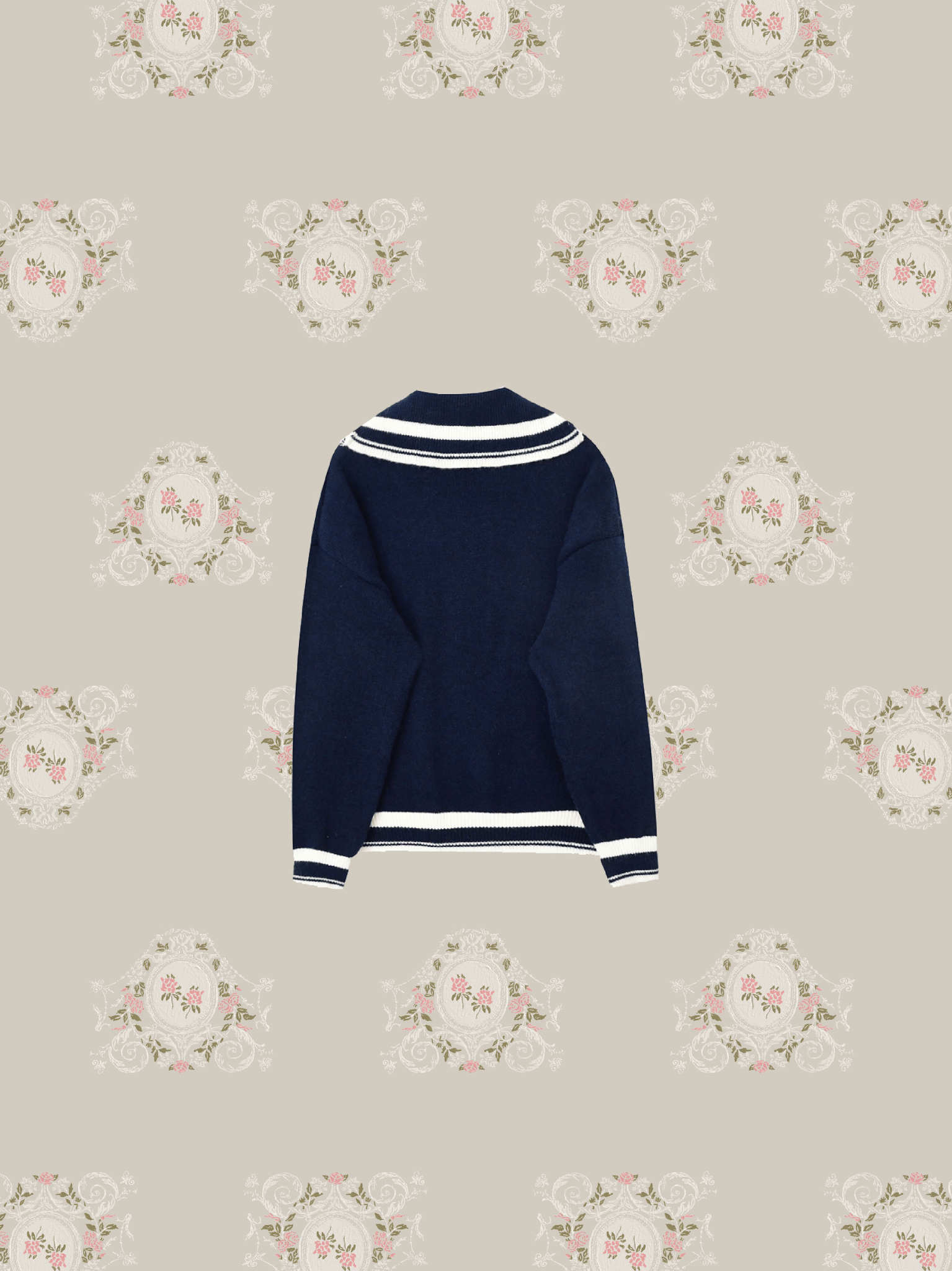 Lace Sailor Collar Preppy Cardigan - LOVE POMME POMME