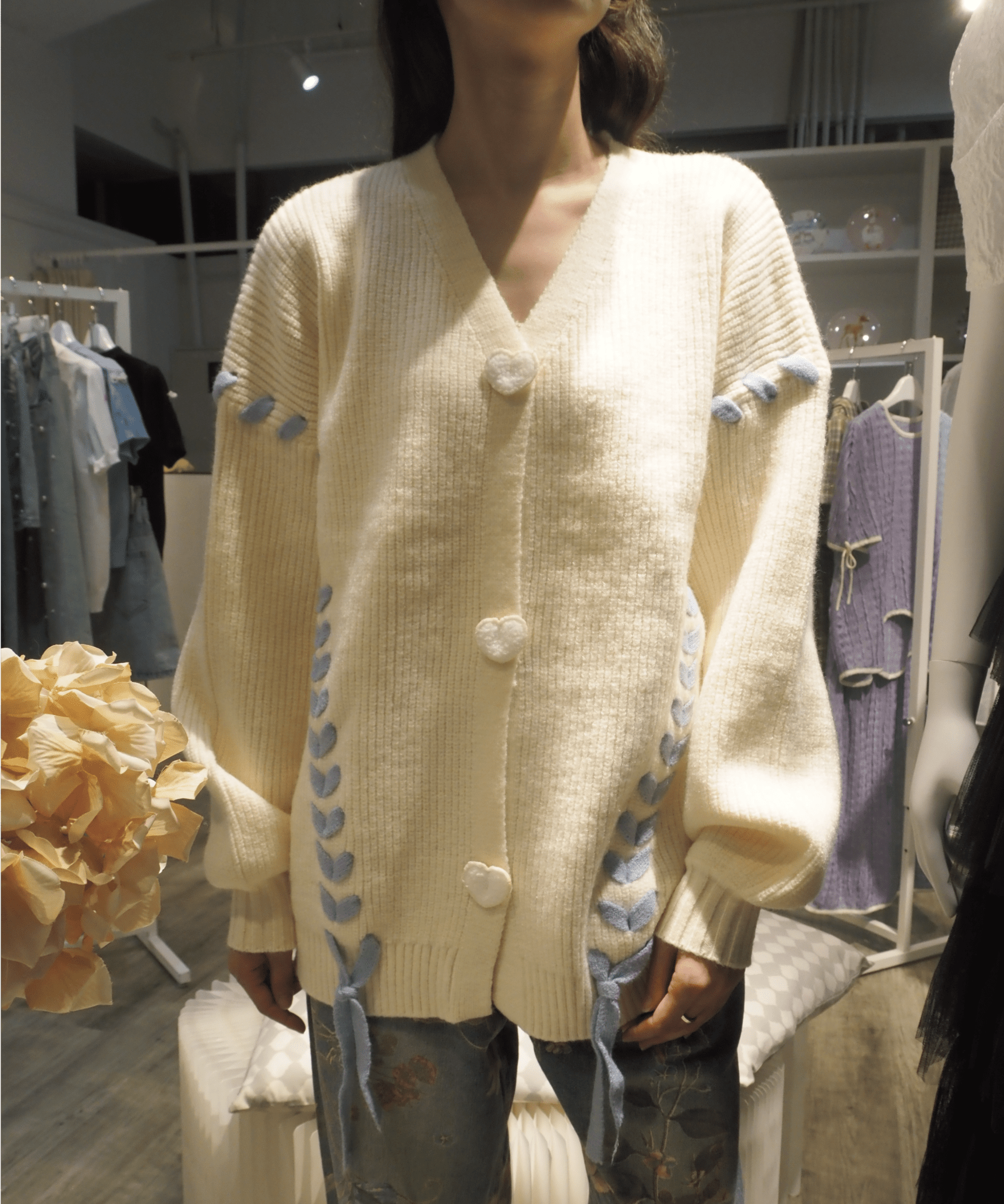 Lace Up Cardigan レースアップカーディガン - LOVE POMME POMME