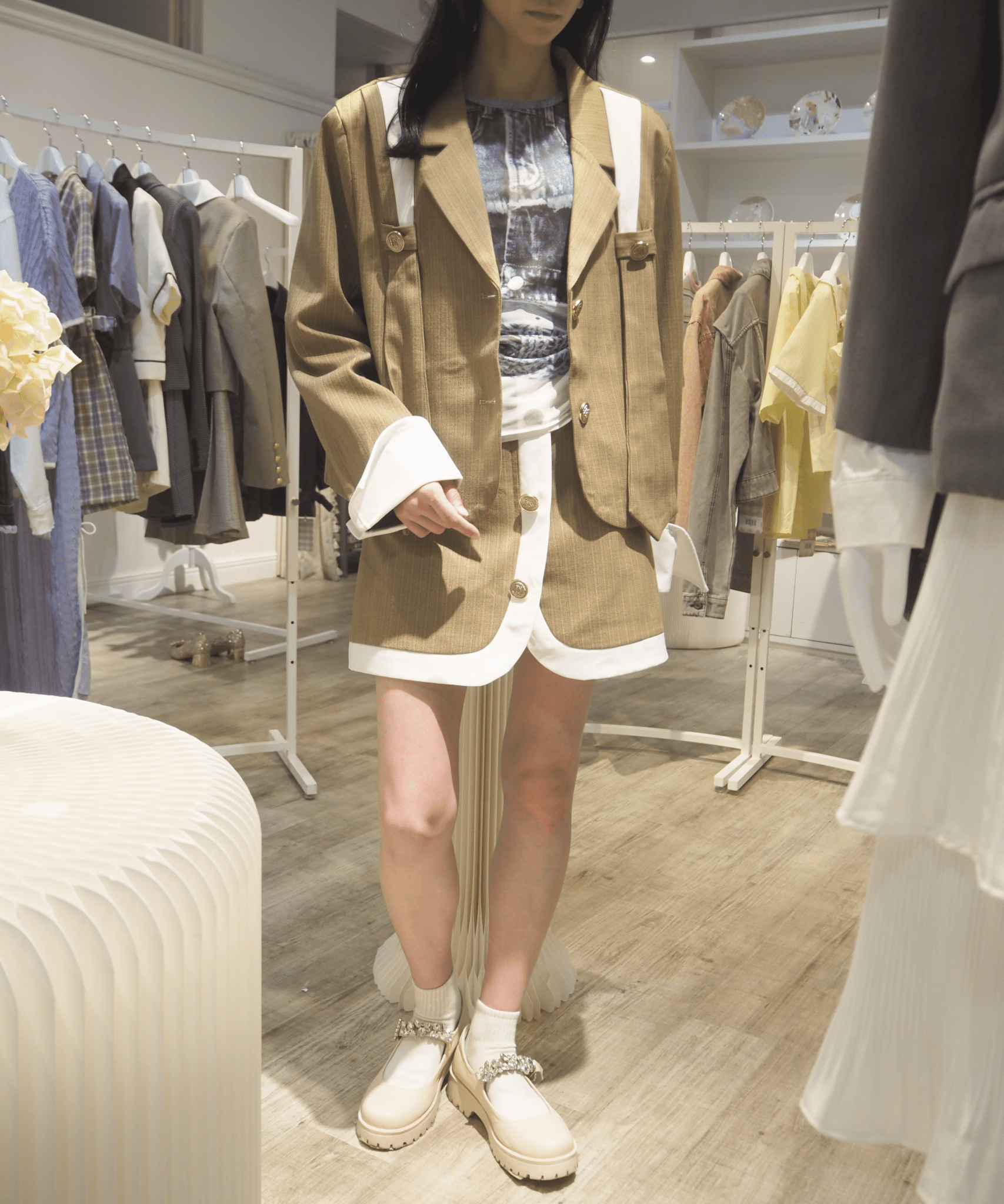 Lapel Jacket Skirt Setup. ラペルジャケット スカートセットアップ - LOVE POMME POMME