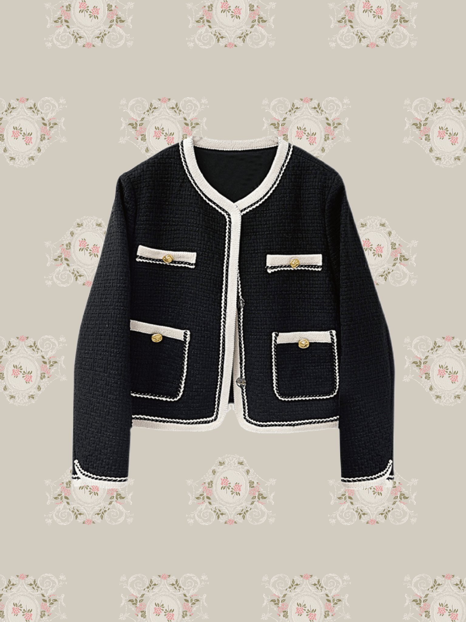 Lined Vintage Style Tweed Jacket - LOVE POMME POMME