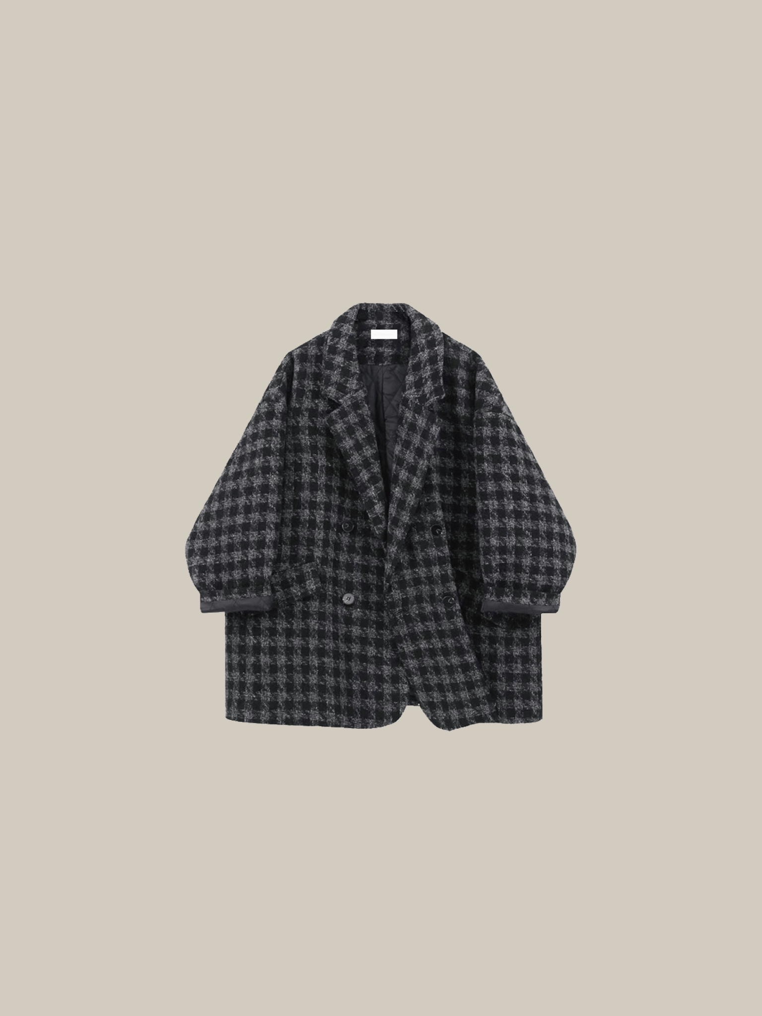 Loose Silhouette Check Coat - LOVE POMME POMME