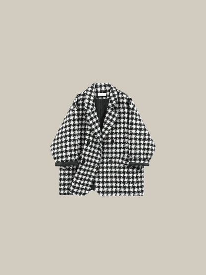 Loose Silhouette Check Coat - LOVE POMME POMME