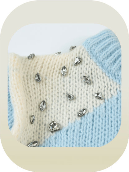 Mesh Patch Puff Sleeve Knit - LOVE POMME POMME