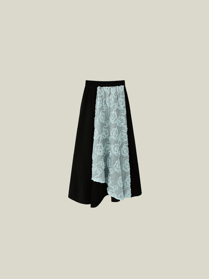 Mesh Shirring Patchwork Skirt - LOVE POMME POMME