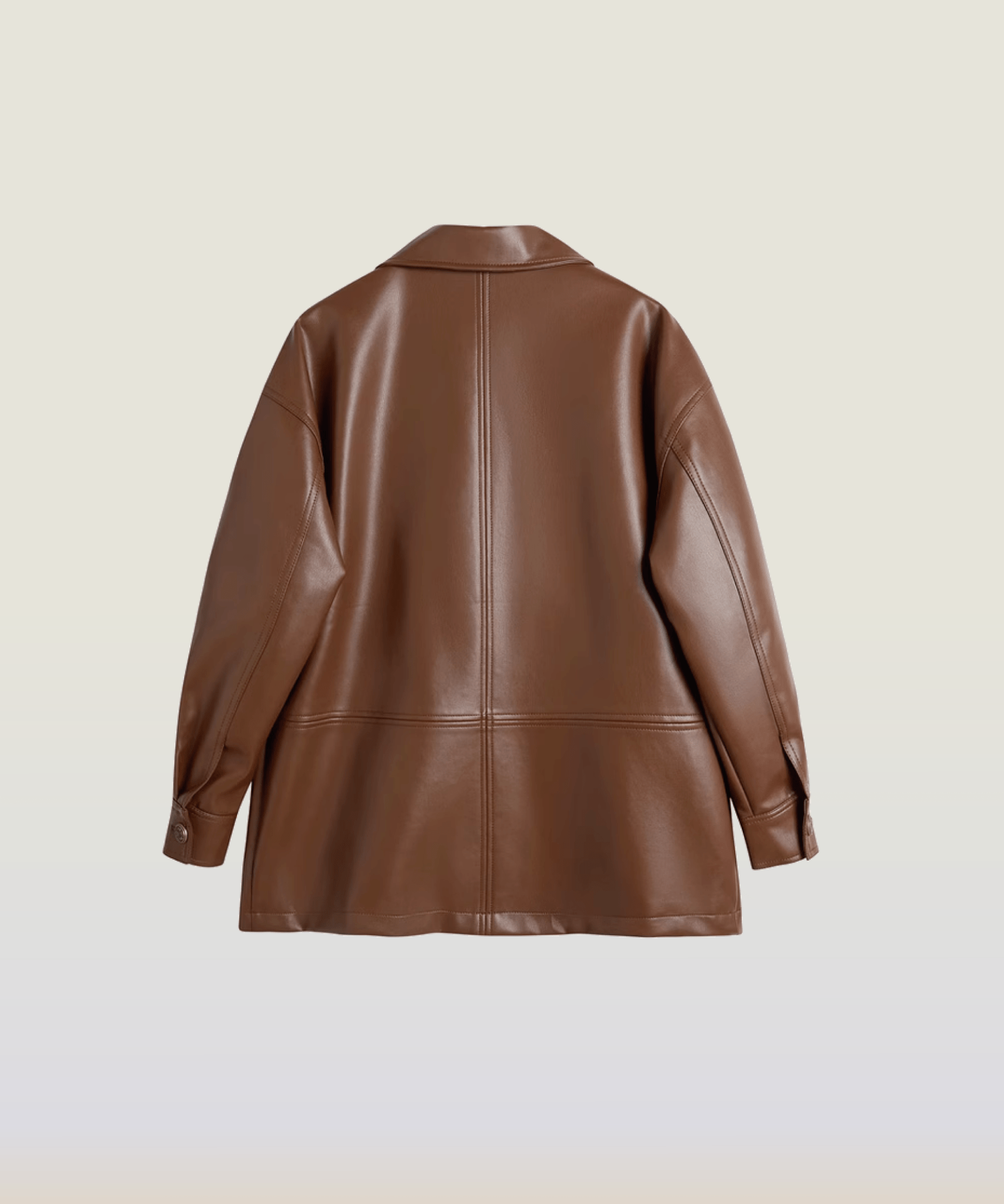 Metal Button Caramel PU Jacket - LOVE POMME POMME