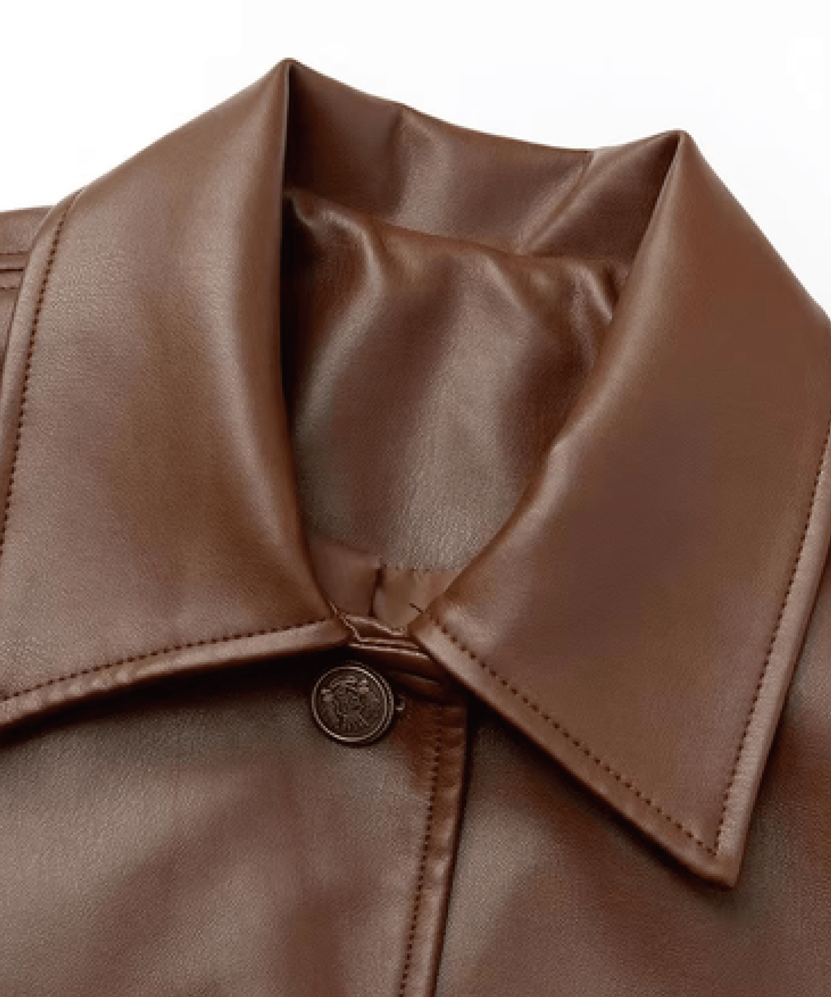 Metal Button Caramel PU Jacket - LOVE POMME POMME