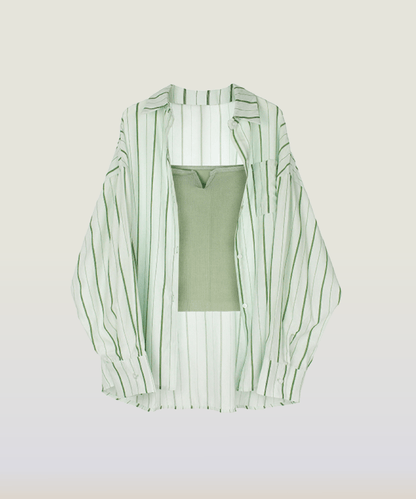 Mint Green Striped Shirt - LOVE POMME POMME