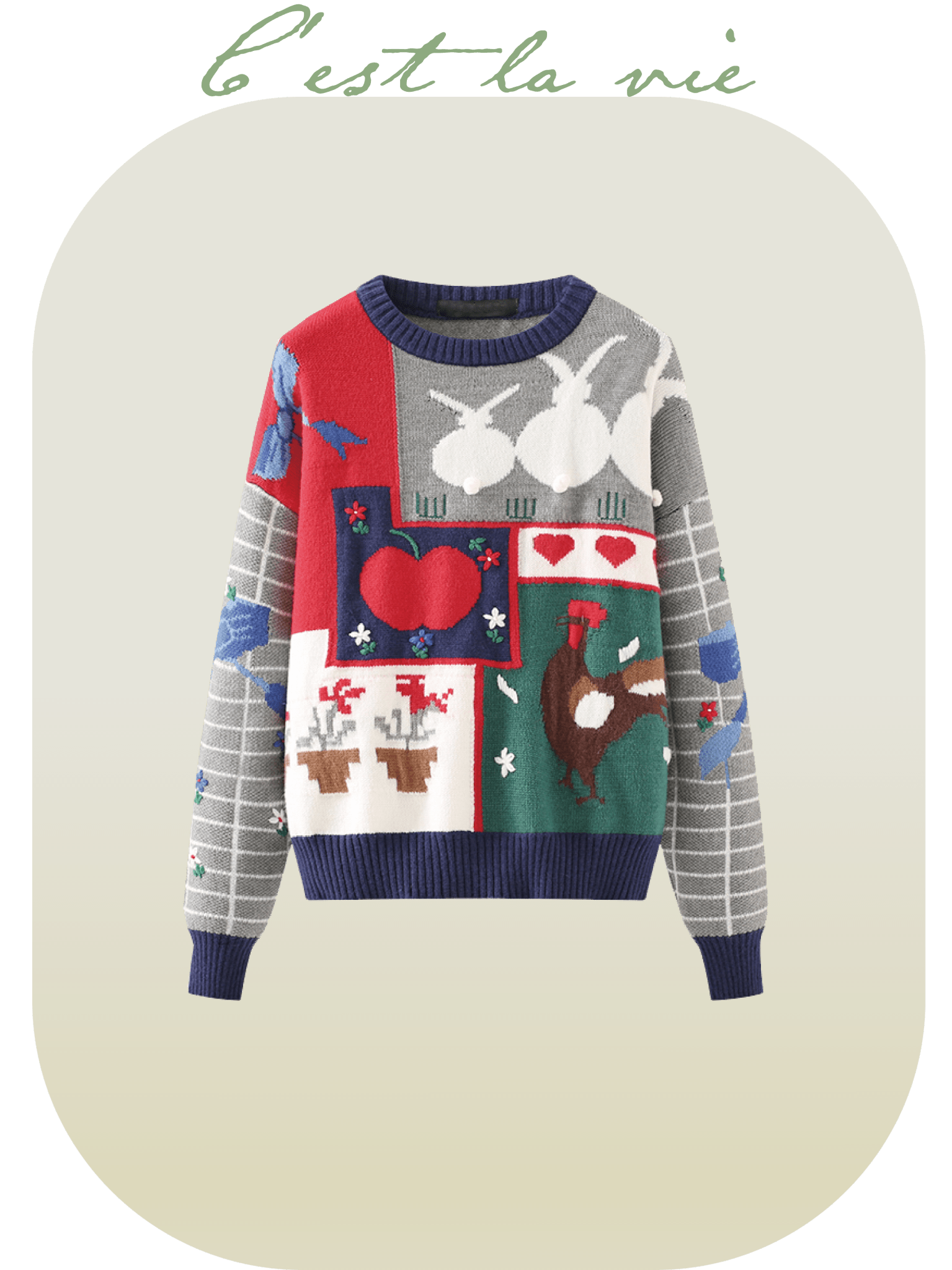 Mix Embroidery Knit Top - LOVE POMME POMME