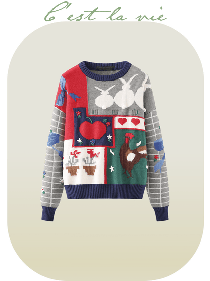 Mix Embroidery Knit Top - LOVE POMME POMME