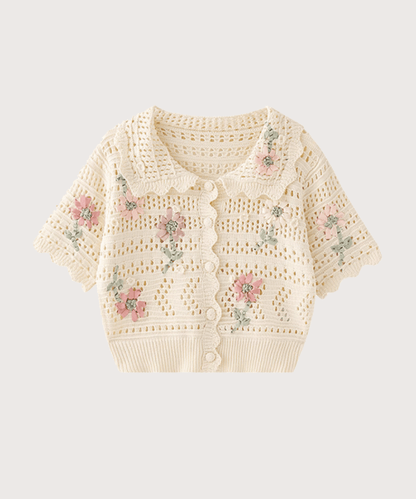 Mori Hand Crochet Flower Polo - LOVE POMME POMME