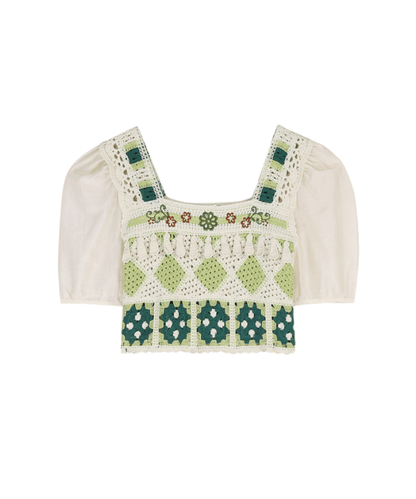 Moss Green Knit Stitching Tops モスグリーン ニットステッチトップス - LOVE POMME POMME