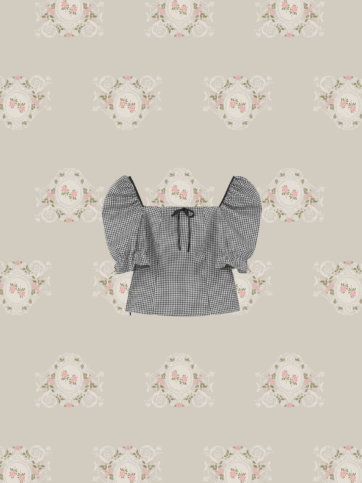 Off-Shoulder Gingham Short Top - LOVE POMME POMME