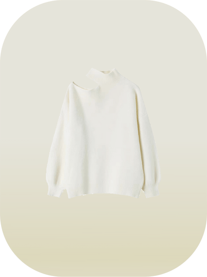 Off-Shoulder Loose Sweater - LOVE POMME POMME