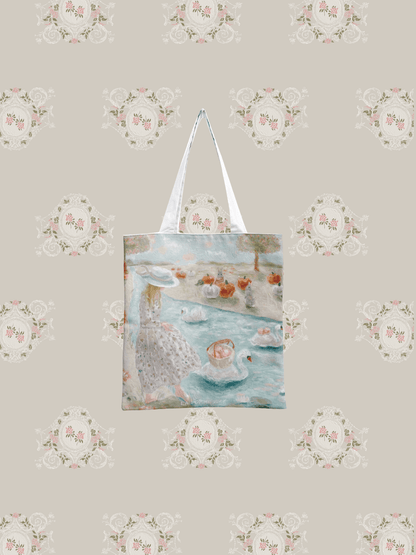 Oil Panting Tote Bag - LOVE POMME POMME