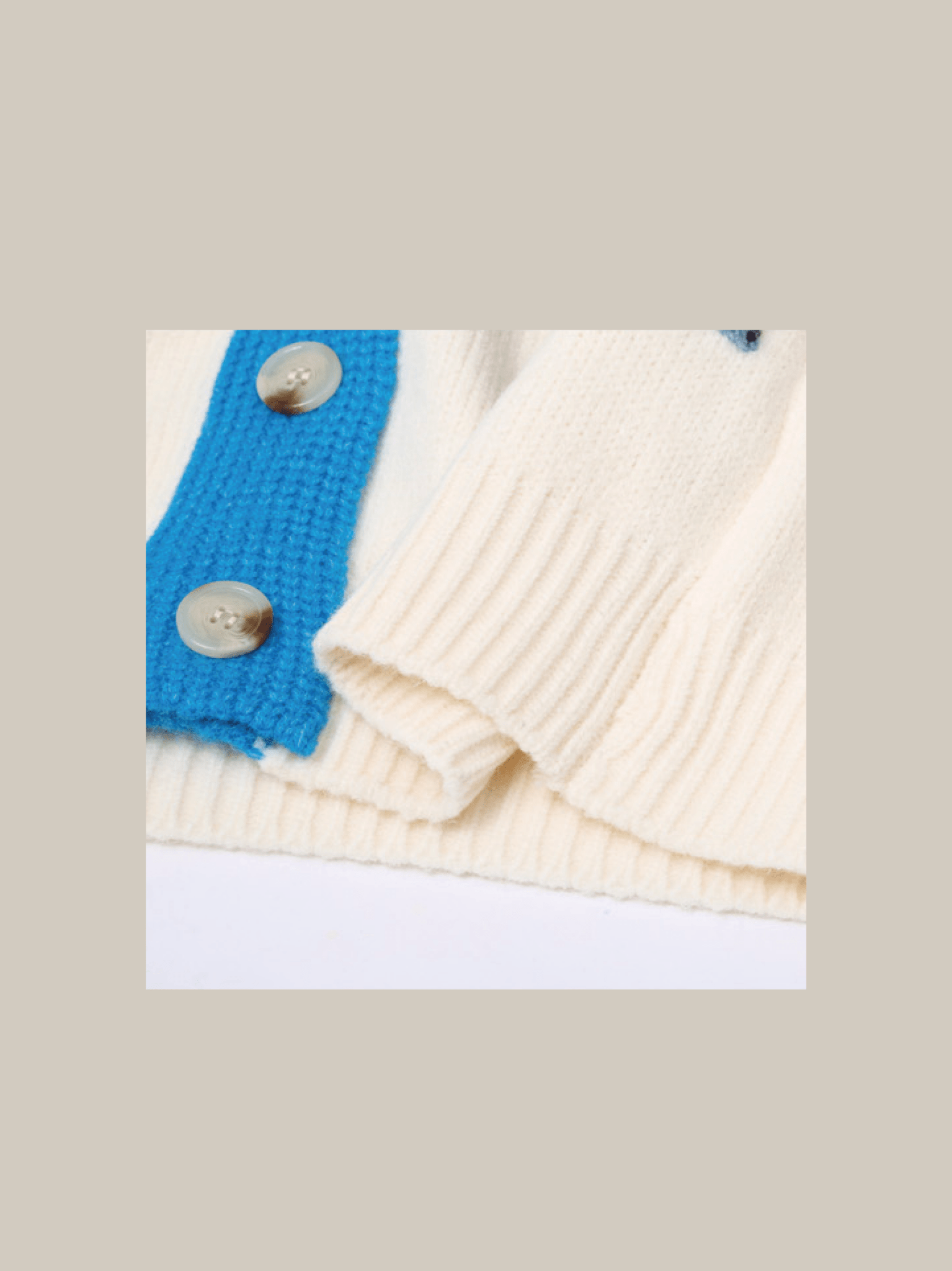 Patchwork Design Knit Cardigan - LOVE POMME POMME