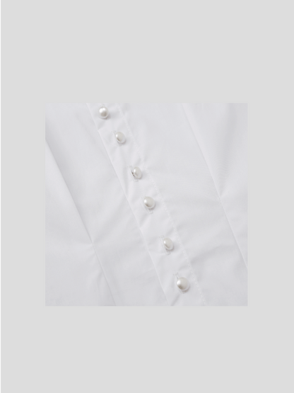 Pearl Button Accordion-Pleats Shirt - LOVE POMME POMME