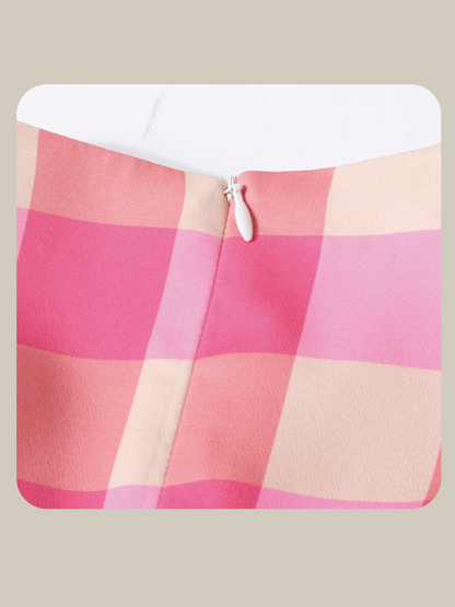 Princess Puff Sleeve Pink Check Dress 