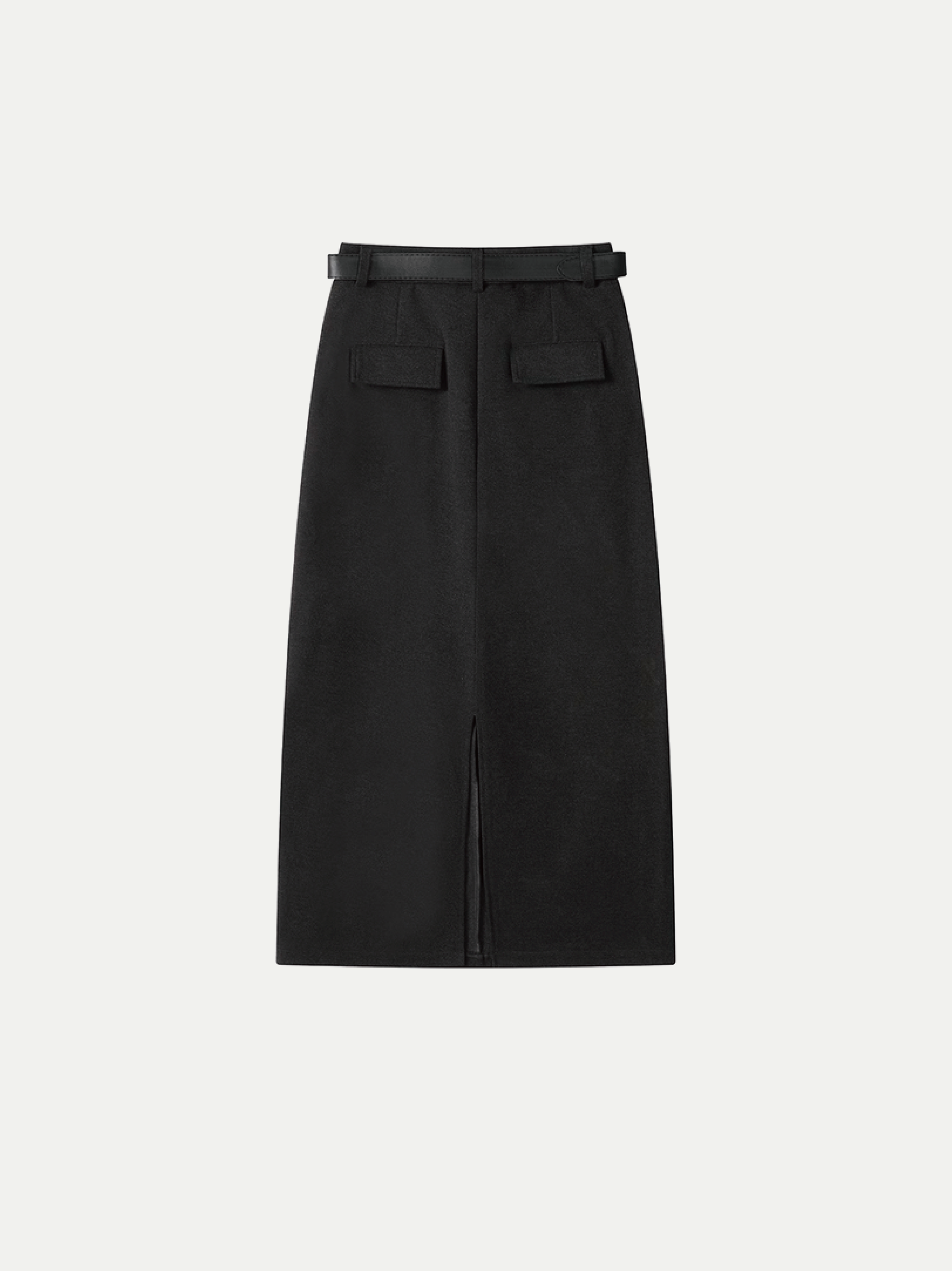 Straight Suit Skirt With Belt 