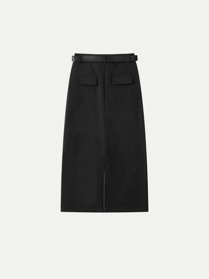 Straight Suit Skirt With Belt