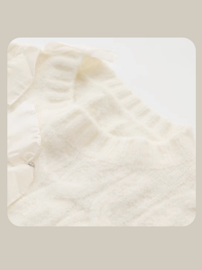 Ivory Mesh Ribbon Deco Sweater アイボリーメッシュ リボン デコ セーター