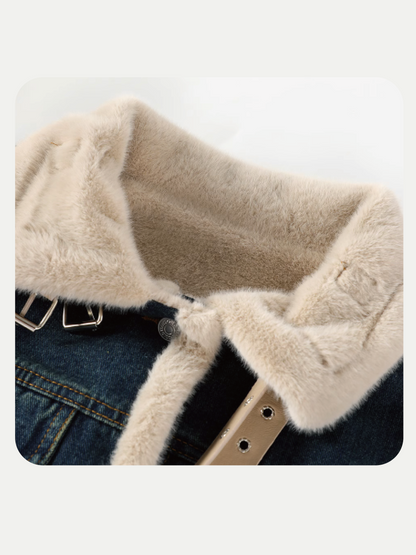 Denim Biker Fur Coat 