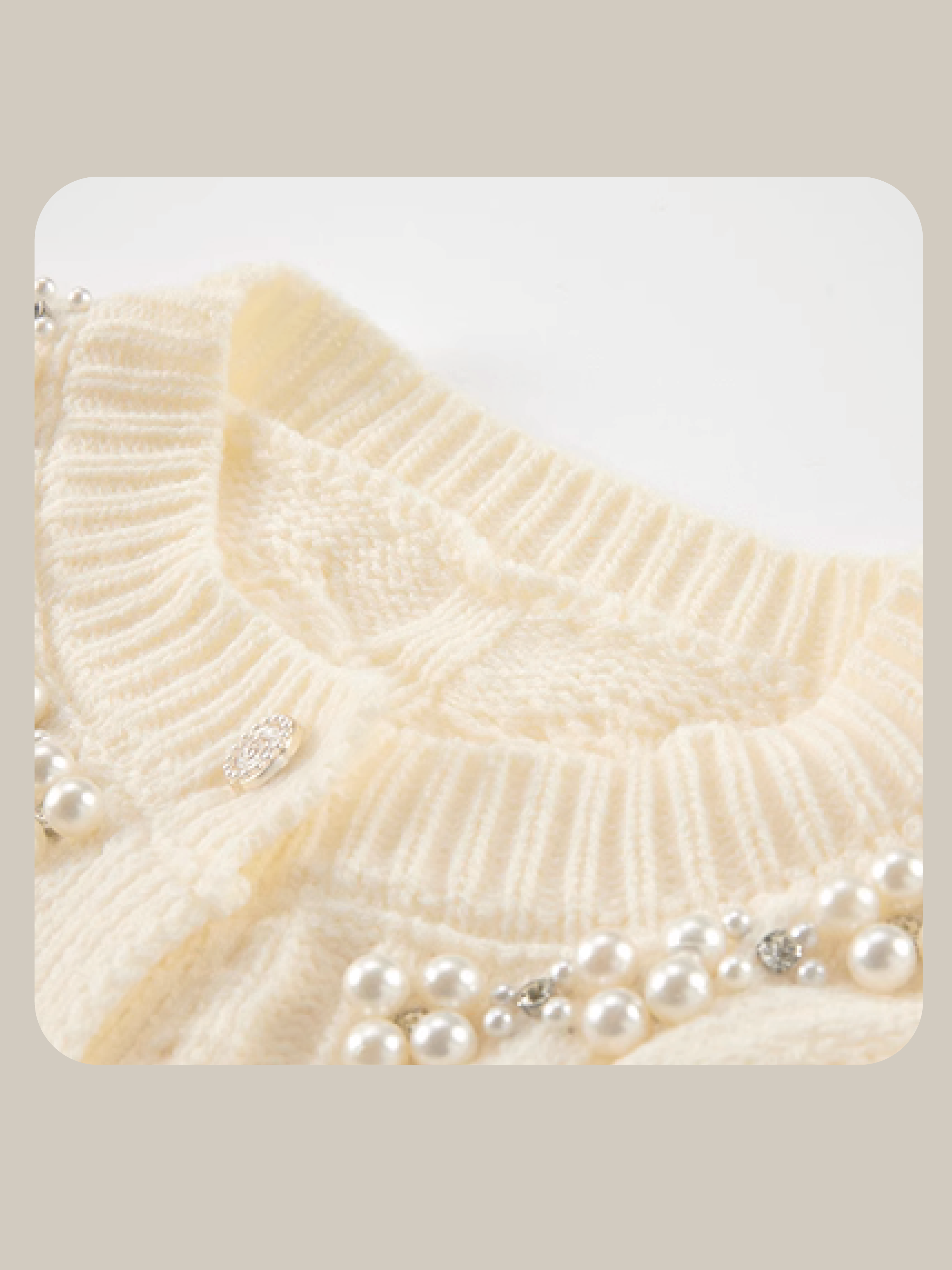 Pearl Deco Rib Knit Cardigan 