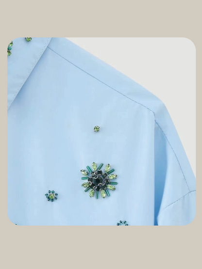 Handmade Beading Flower Shirt/ハンドメイドビーズフラワーシャツ