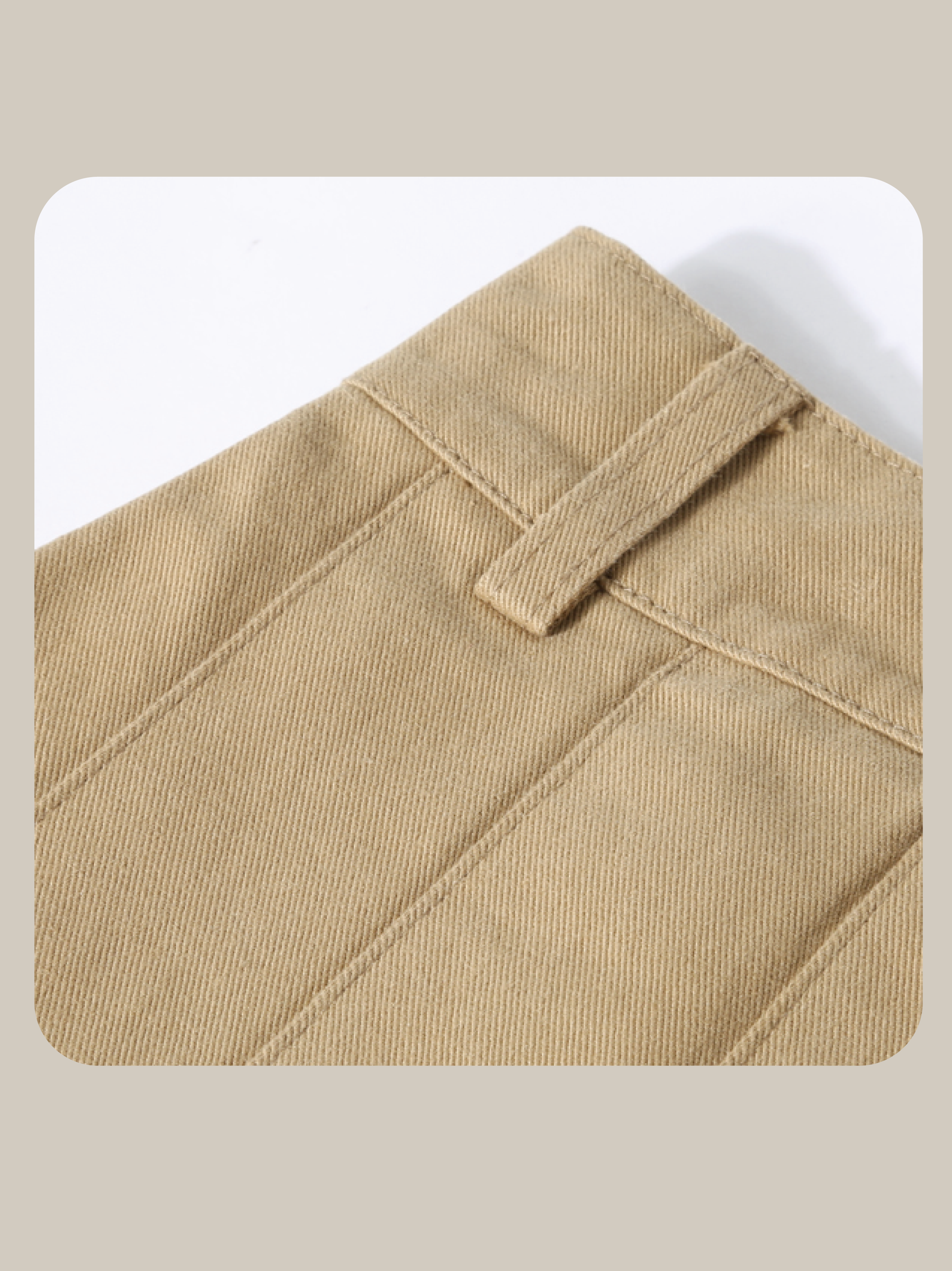 Pocket Pleats Khaki Short Skirt 