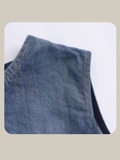 Lace Stitching Denim Vest/レースステッチデニムベスト