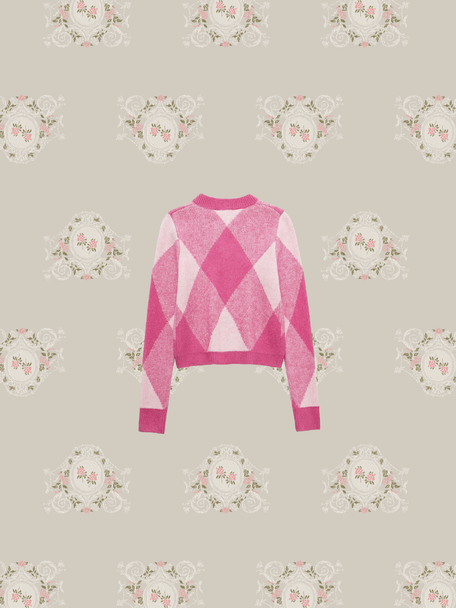 Pink Argyle Pattern Cardigan - LOVE POMME POMME