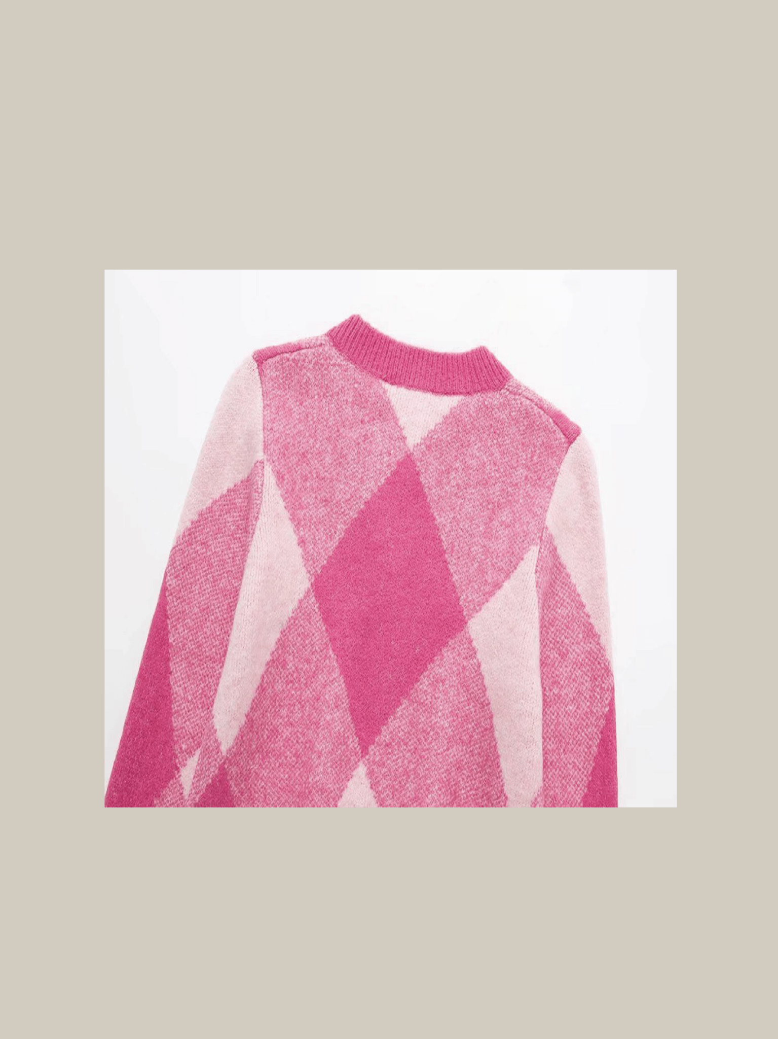 Pink Argyle Pattern Cardigan - LOVE POMME POMME