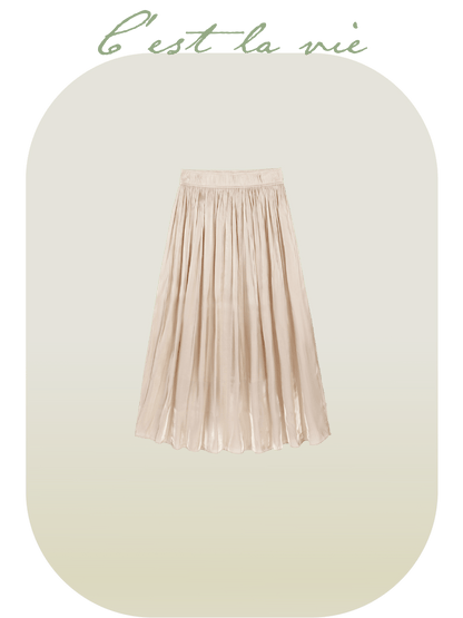 Pleats Shiny Skirt - LOVE POMME POMME