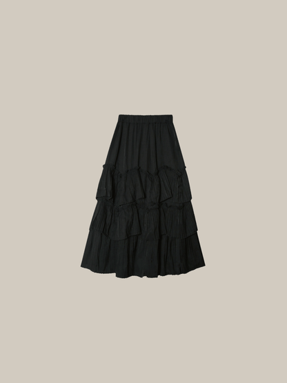 Pleats Tiered Flair Skirt - LOVE POMME POMME