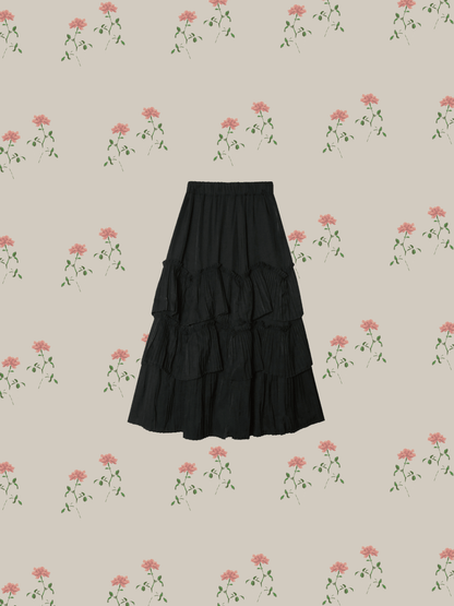Pleats Tiered Flair Skirt - LOVE POMME POMME