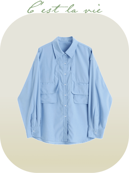 Pocket Deco Loose Shirt - LOVE POMME POMME