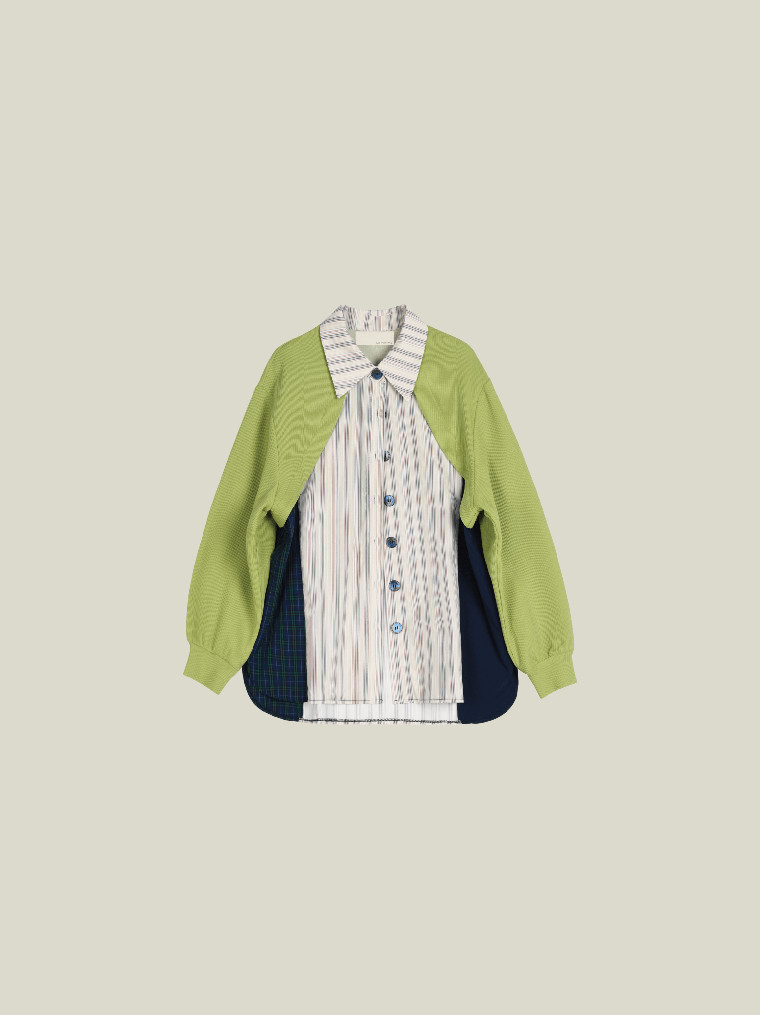 Print Knit Patchwork Shirt - LOVE POMME POMME