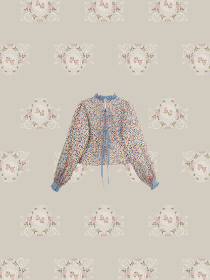 Printed Puff Sleeve Blouse - LOVE POMME POMME