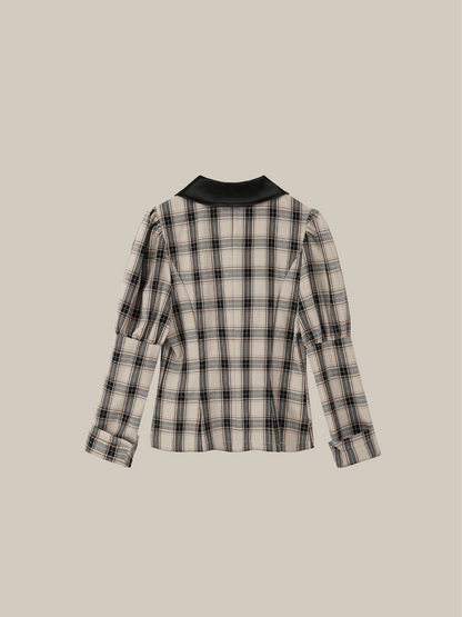 Puff Sleeve Plaid Shirt - LOVE POMME POMME