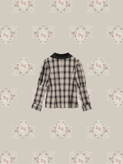 Puff Sleeve Plaid Shirt - LOVE POMME POMME