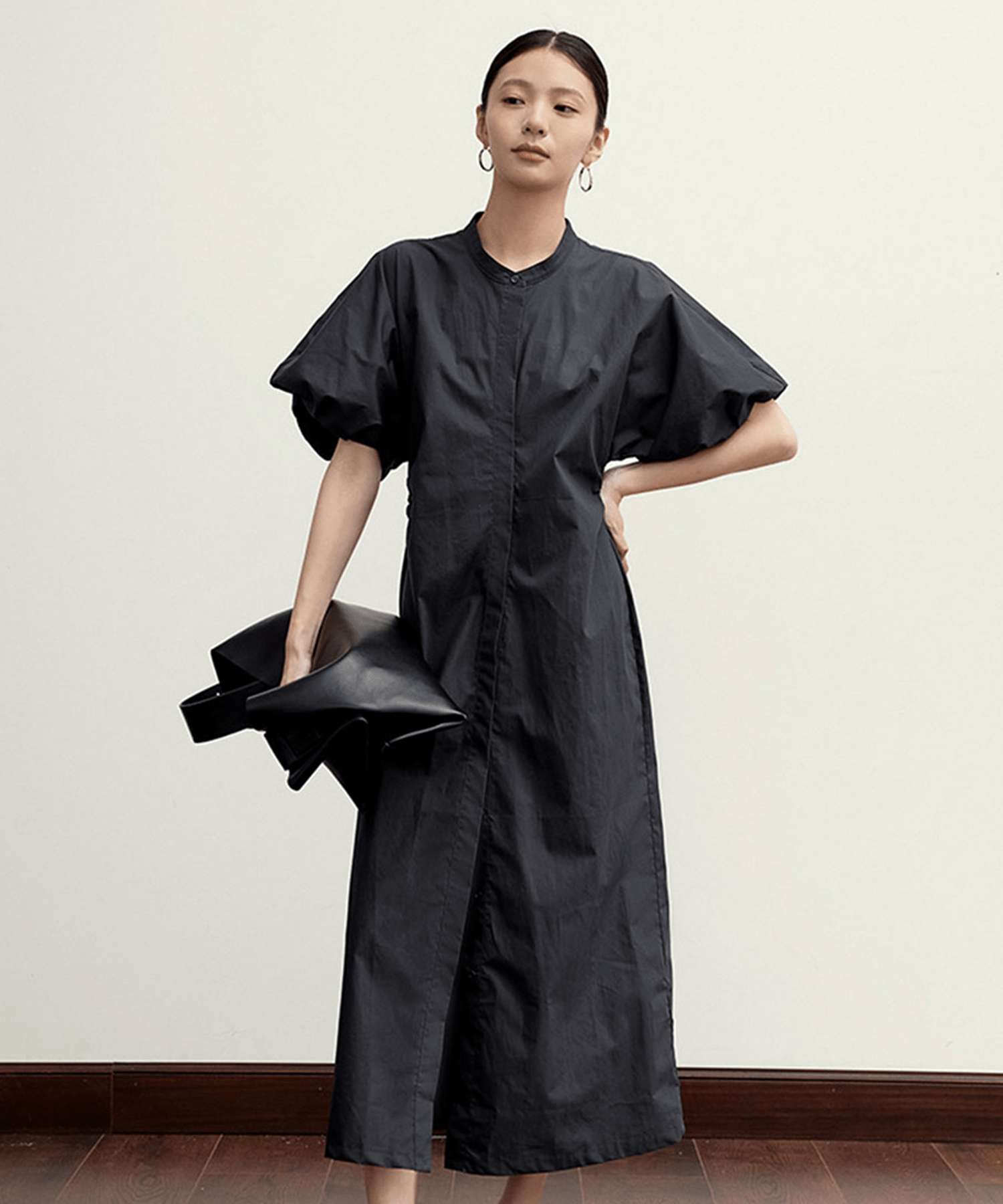 Puff Sleeve Stand Collar Onepiece - LOVE POMME POMME