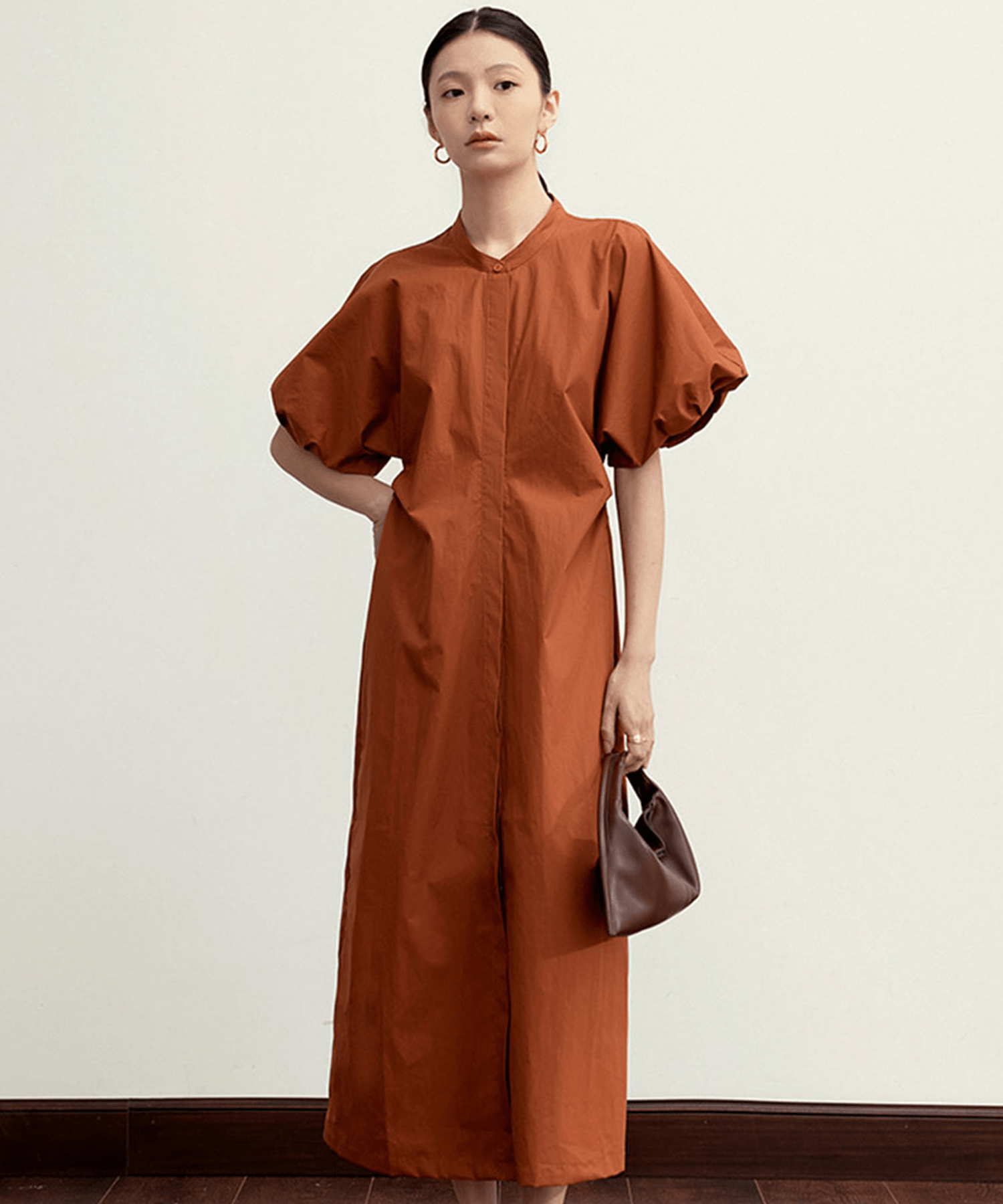 Puff Sleeve Stand Collar Onepiece - LOVE POMME POMME