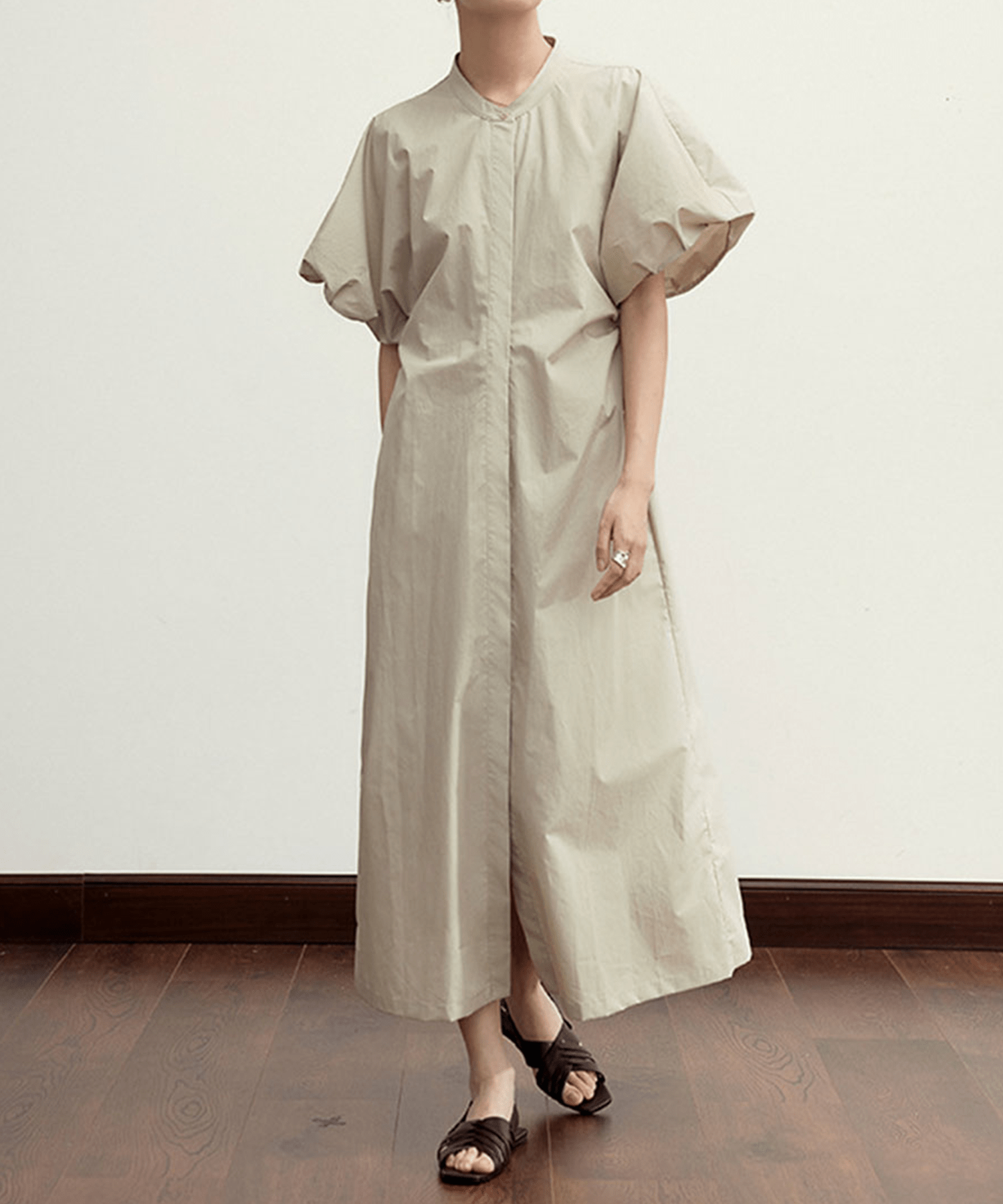 Puff Sleeve Stand Collar Onepiece - LOVE POMME POMME